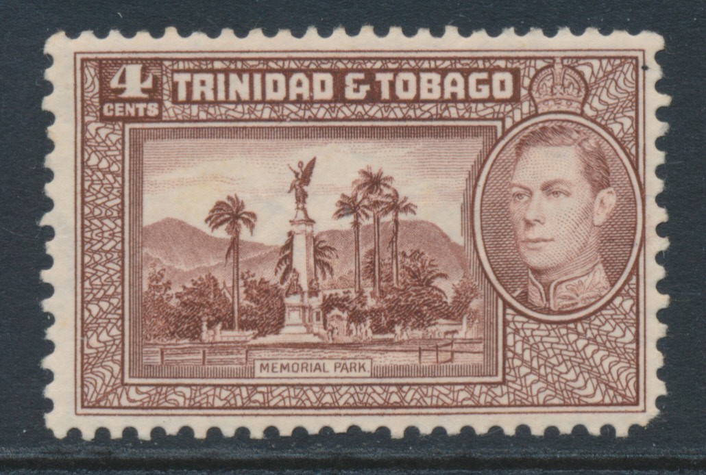 Trinidad & Tobago SG 249 1938 4c  Chocolate "Memorial Park" Mint Hinged