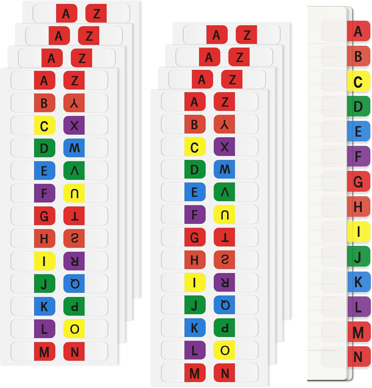 A-Z Sticky Multicolor Alphabet Index Tabs Self-Adhesive Page Tabs Transparent Pe