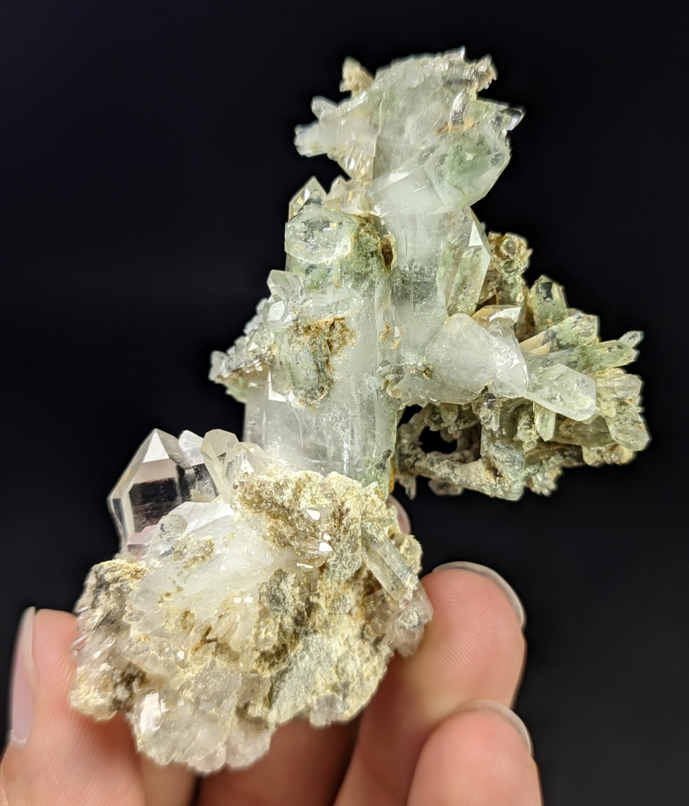 59-gm Natural Green Chlorite included Quartz Cluster, Specimen from Pakistan.