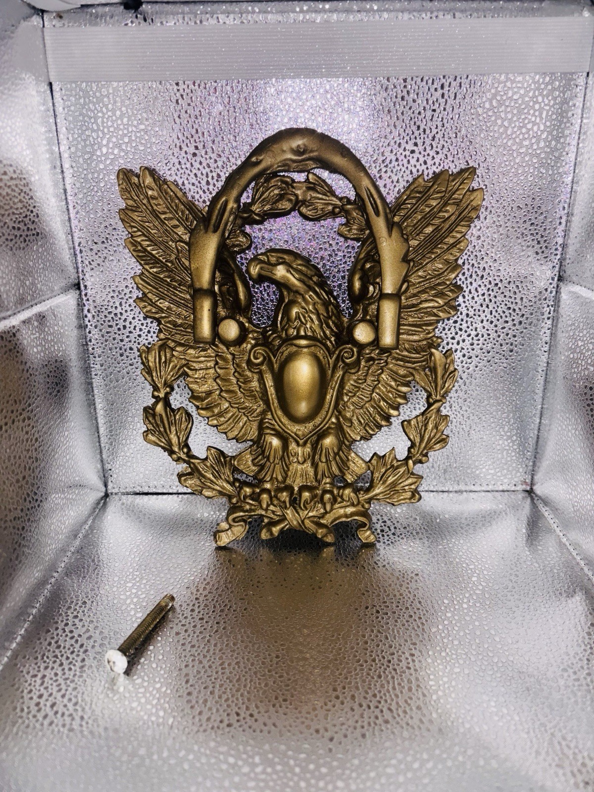 VTG American Eagle Door Knocker Gold colorl Original Home Antique Cast Iron