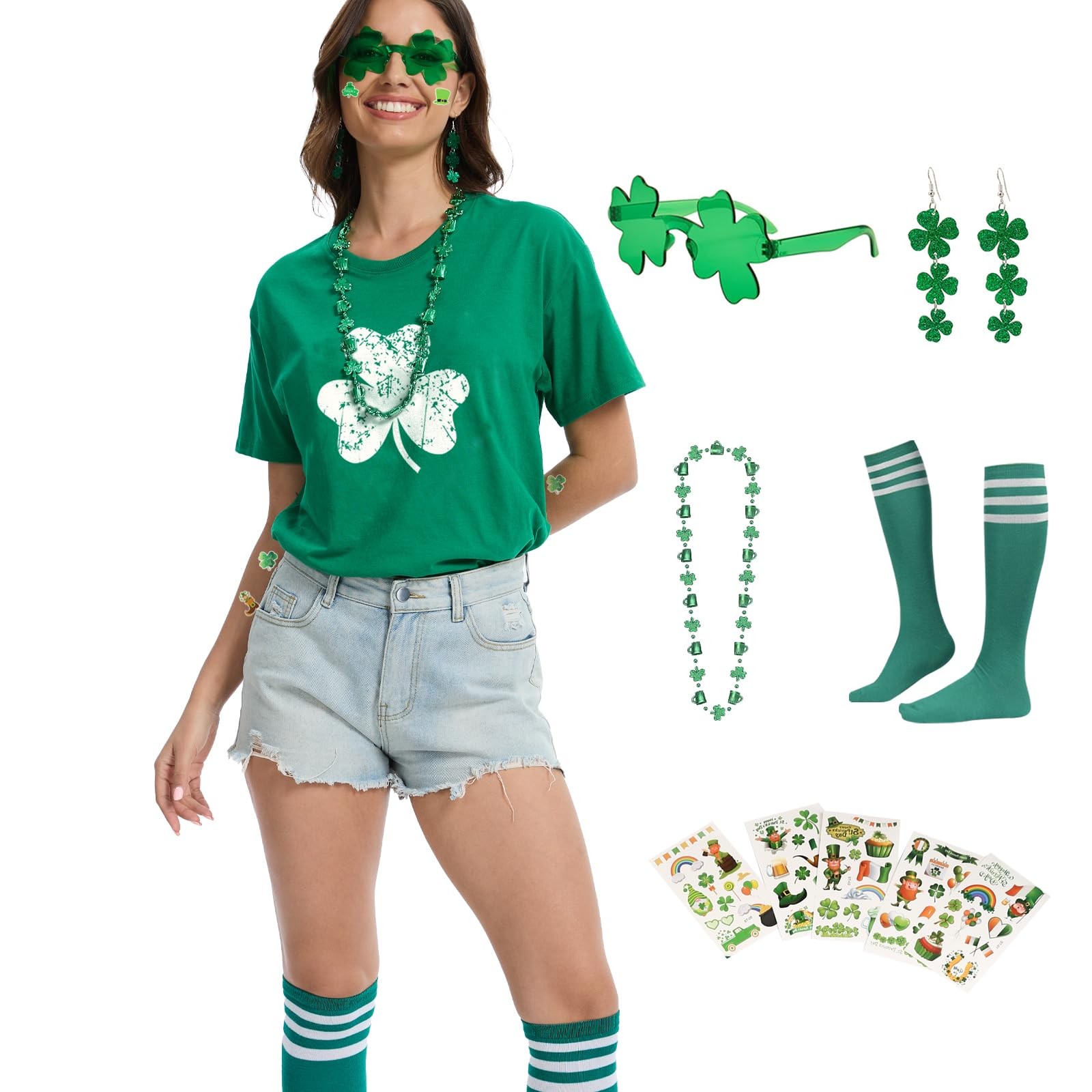 redgino St Patricks Day Shirt Women Green Shamrock XX-Large, Clover 