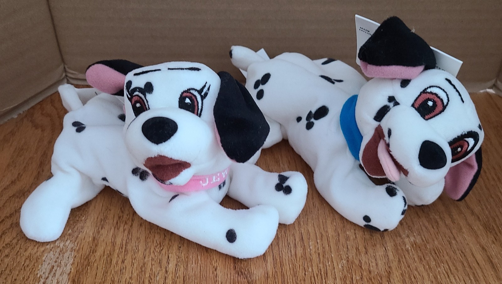 Lot of 2 Disney 8" Dalmation. Jewel & Lucky plush Bean Bags with Tags