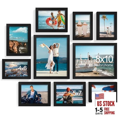  Picture Frames Collage Wall Decor for Photo Gallery Display, Assorted 10 Black