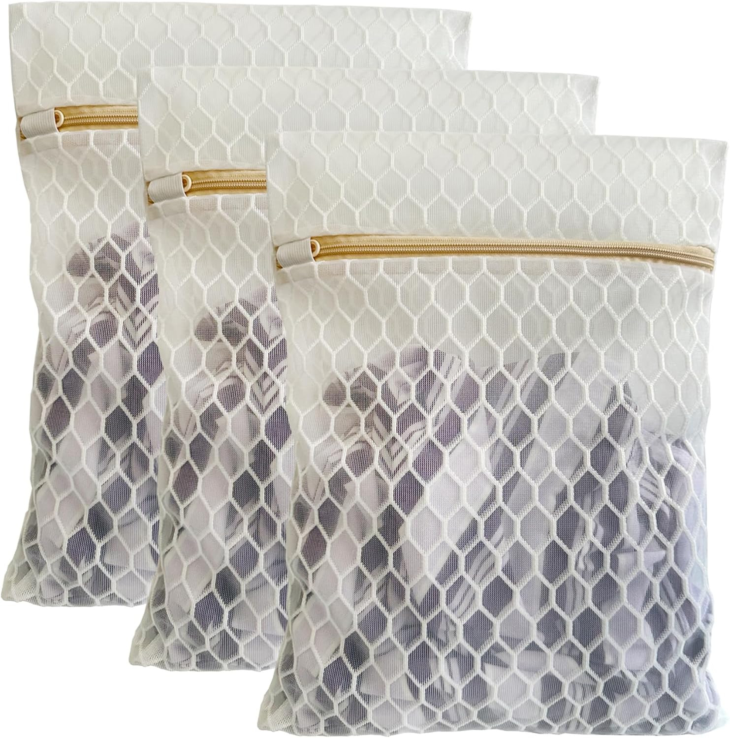 3 Pack Laundry Bag, Durable Big Honeycomb Mesh Laundry Bags Suitable for Delicat