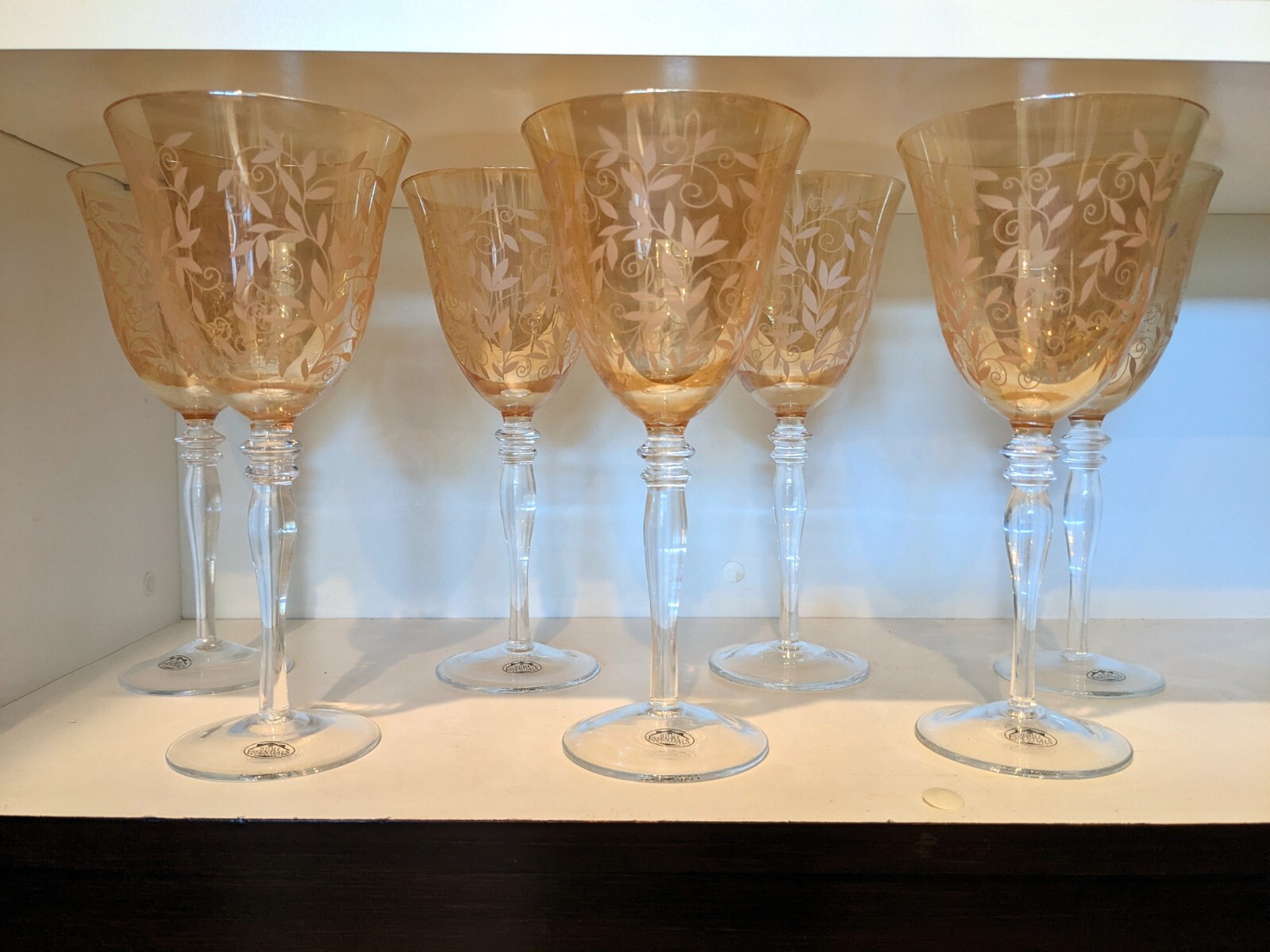 7 - 13oz. Elegant 'Remembrance' Amber Rose Wine Glasses by Home Essentials