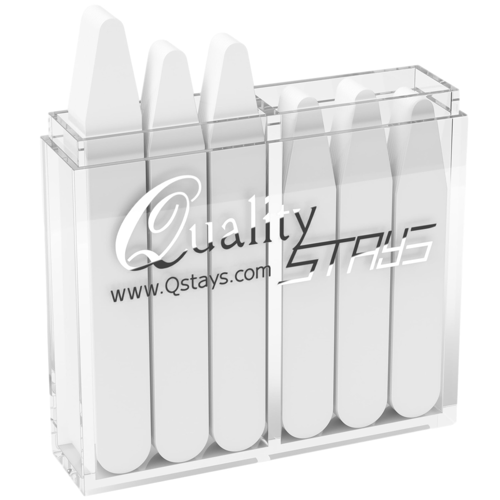 60 Plastic Collar Stays for Men's Dress Shirts 2", 2.25", 2.5", 2.75", White 