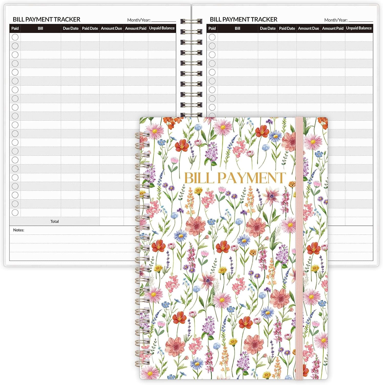 Bill Tracker Notebook, Monthly Bill Payment Checklist, 6" X 8.5", Bill Organizer