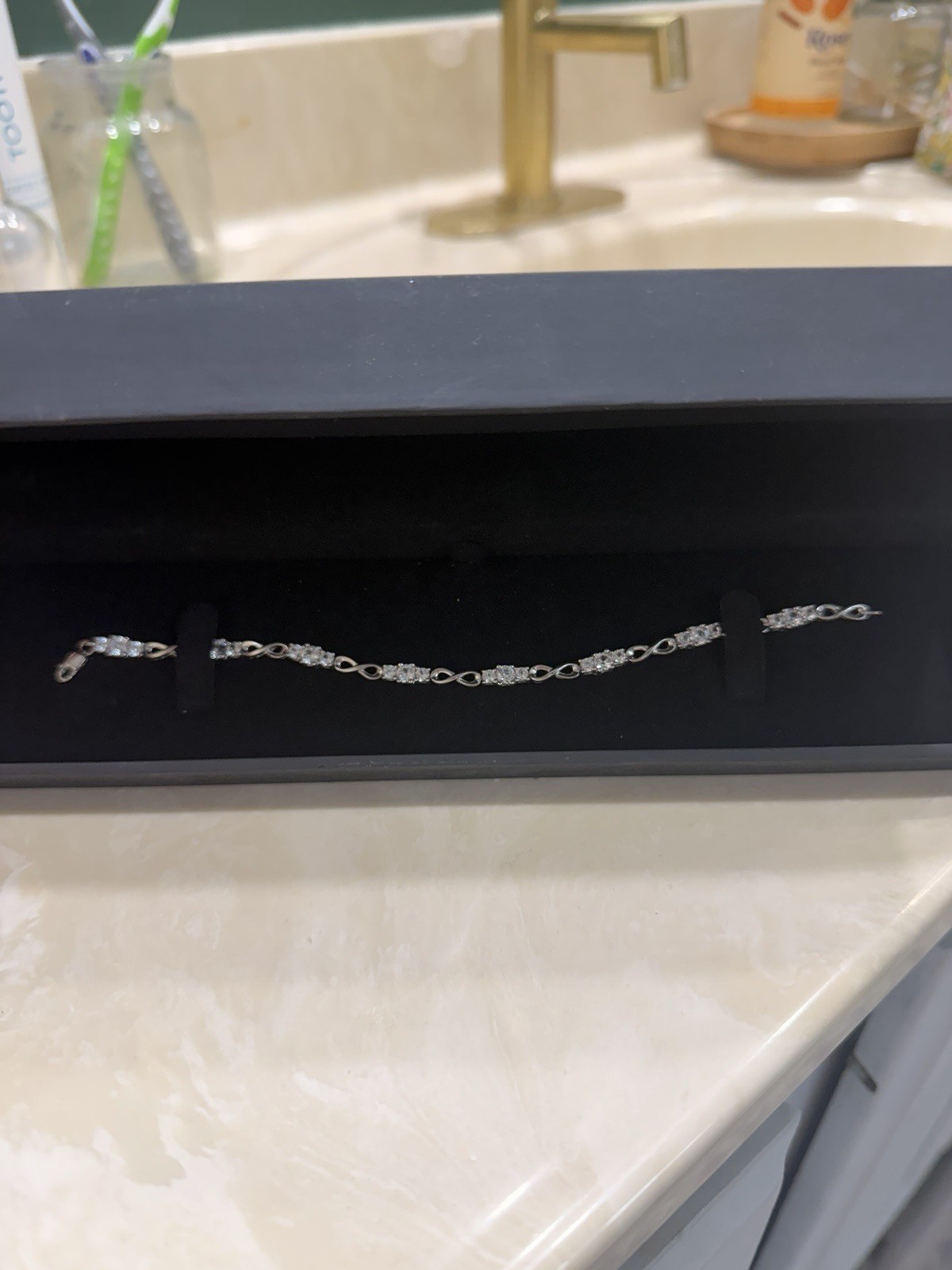 Kay Infinity Bracelet Lab-Created White Sapphires Sterling Silver 7 1/2in