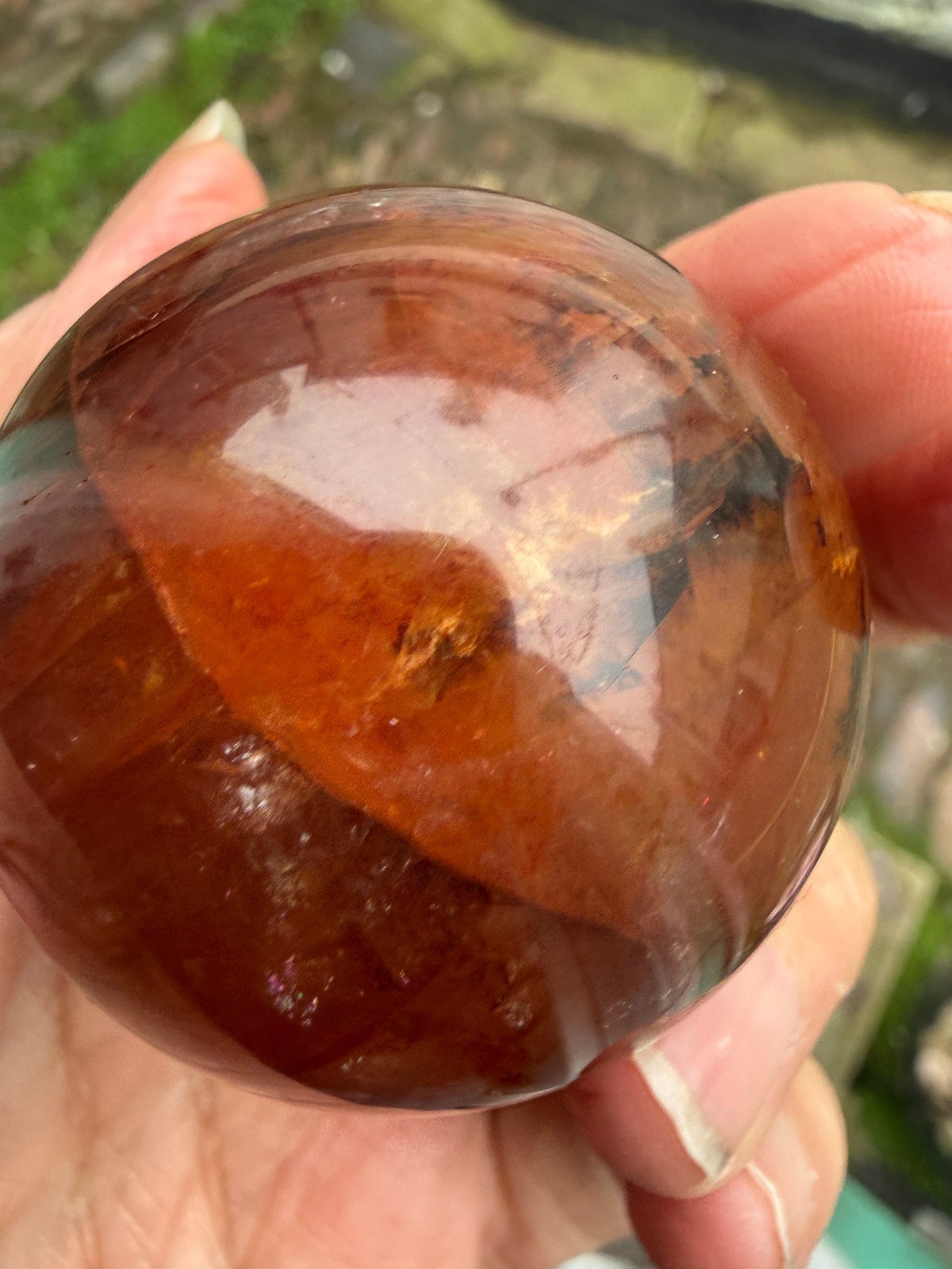 Fire Agate  Quartz Crystal Sphere ball polished Natural stone Divine guidance