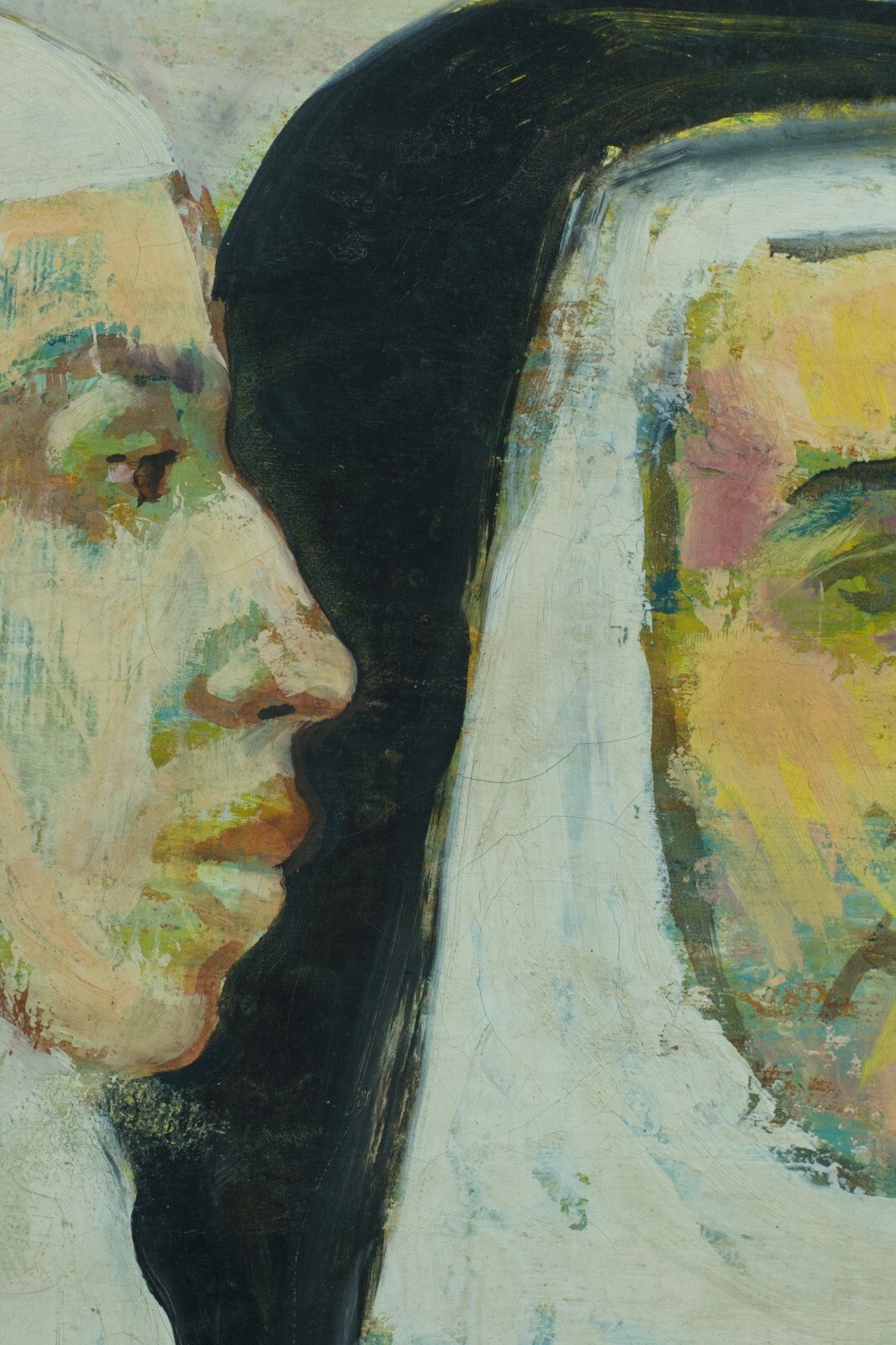 Tableau moderne portrait bonnes soeurs Religieuse Couvent Blanche Van Parys hst