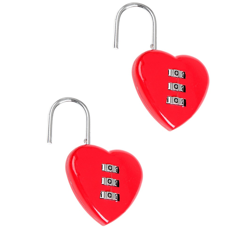  2 PCS Copper Heart Lock Suitcase Padlocks with Code Shape Combination