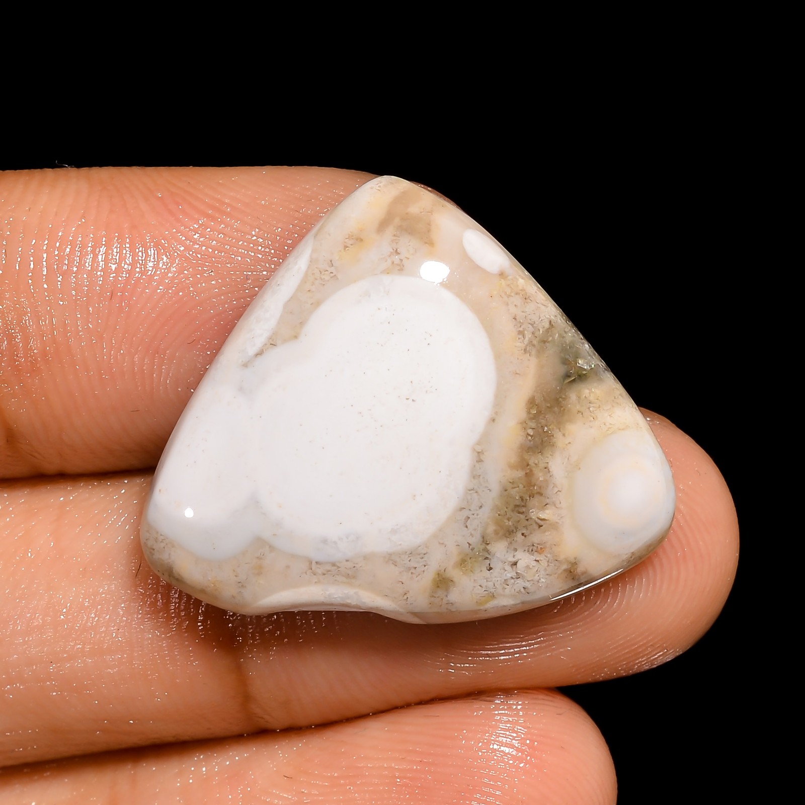 Natural Ocean Jasper Heart Shape Cabochon Loose Gemstone 18.5 Ct 26X22X5mm A1747