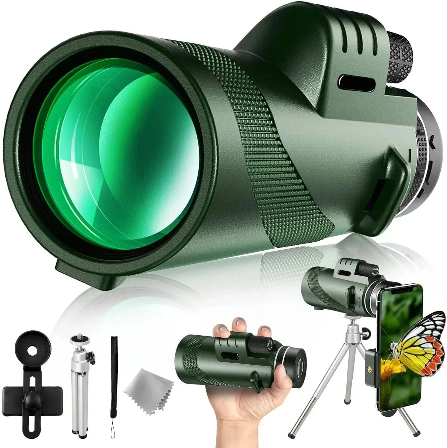 NEW Waterproof High Power Monocular Telescope with Phone Adapter with FMC Lens