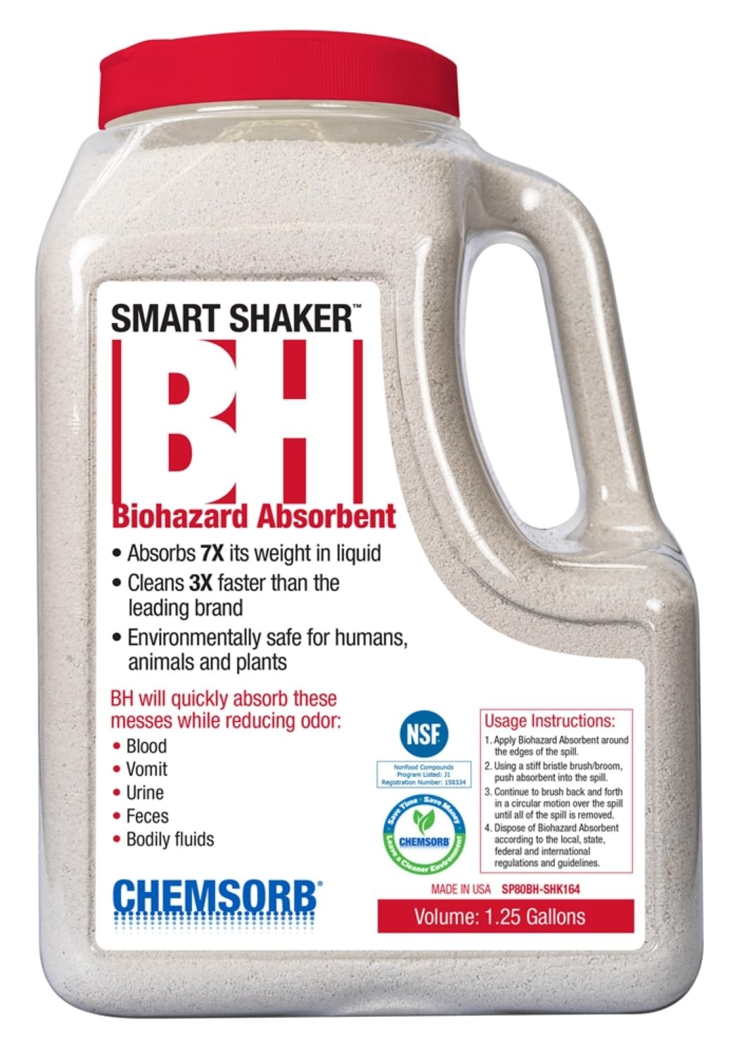 BH - Biohazard Absorbent - 1.25 Gallon Shaker