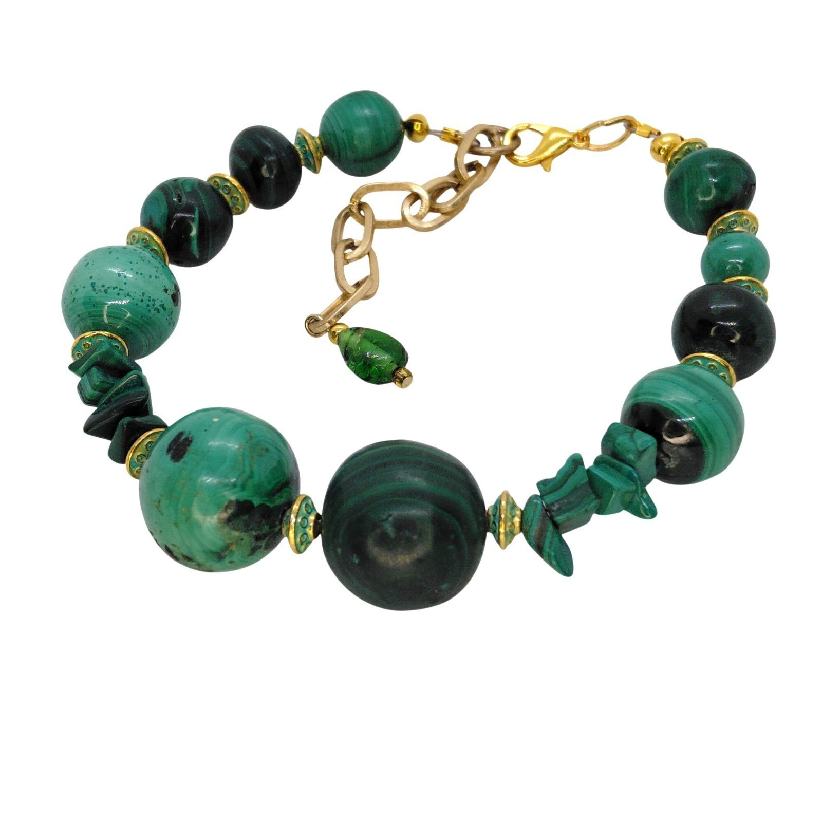 Graduated Malachite bead bracelet