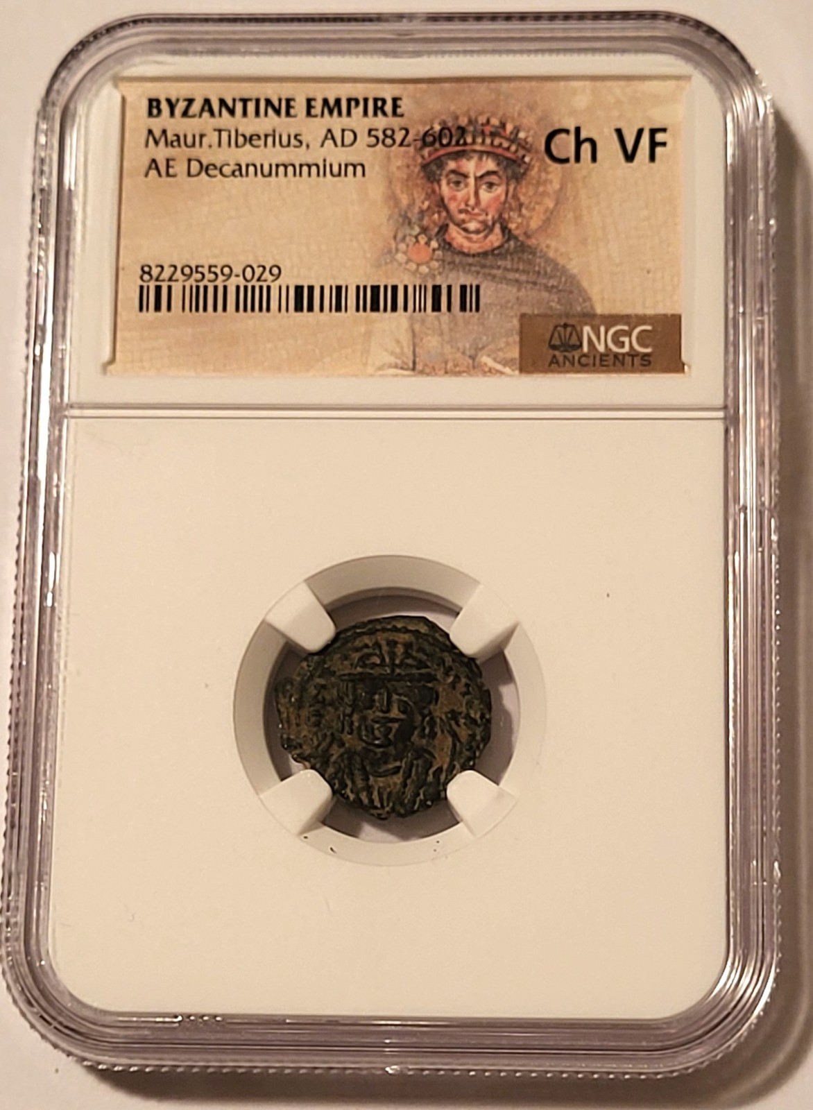 Byzantine Empire Maurice Tiberius AD 582-607 AE Decanummium Ch VF NGC