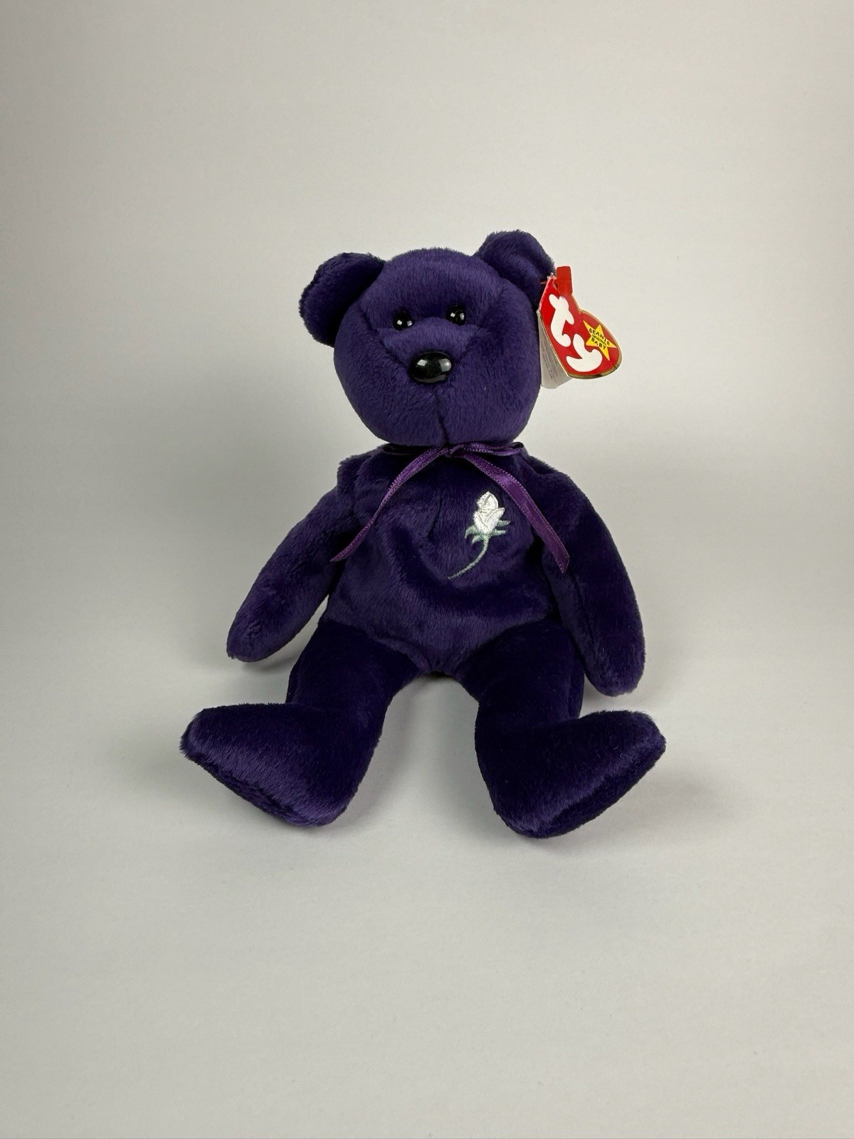 Ty Princess Diana Bear Beanie Baby Purple PE Pellets Plush 1997 Retired 