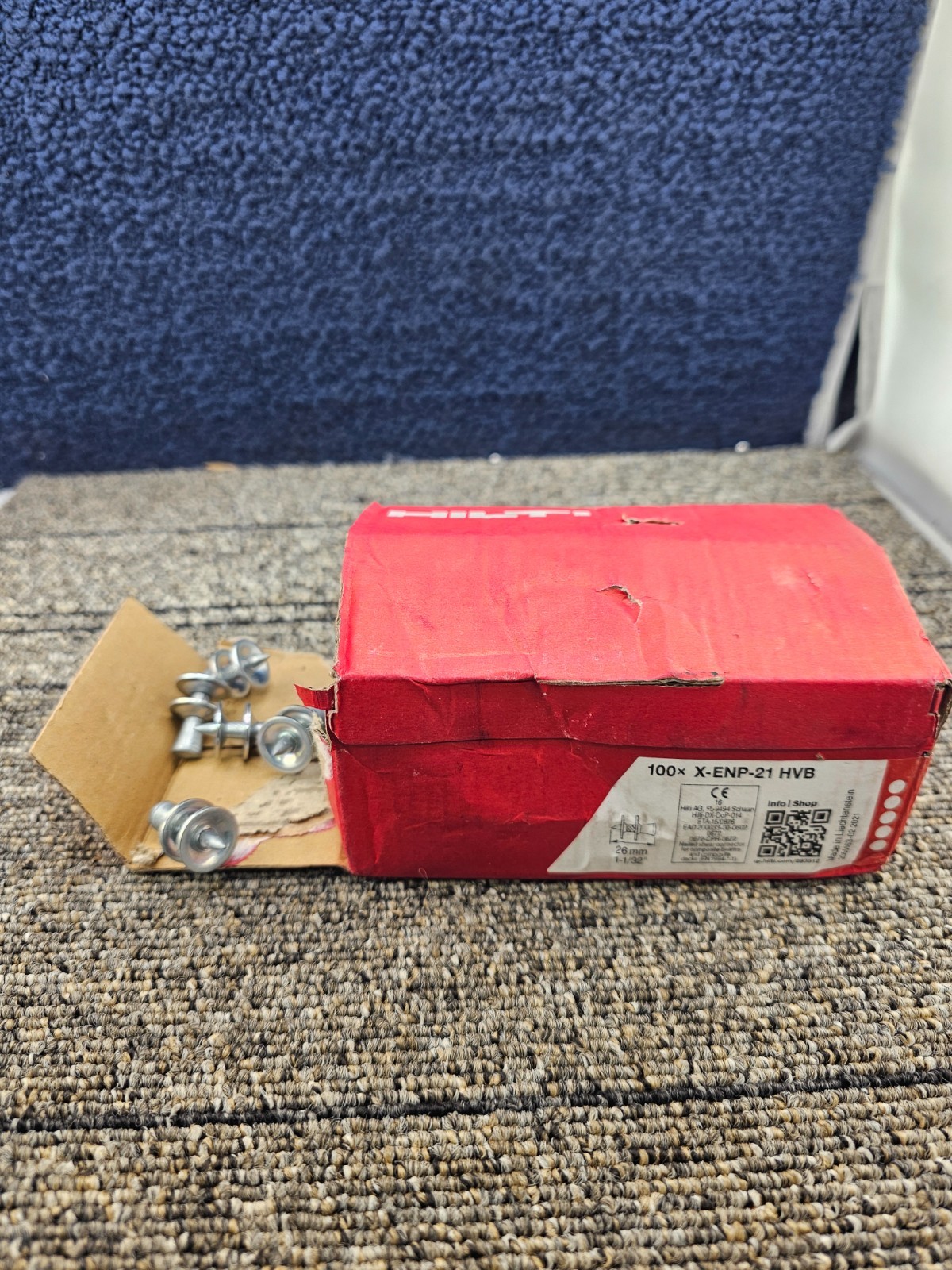 (QTY 100) HILTI X-ENP-21 HVB: Galvanized Shear Connector Nails 4.5mm D x 21mm L