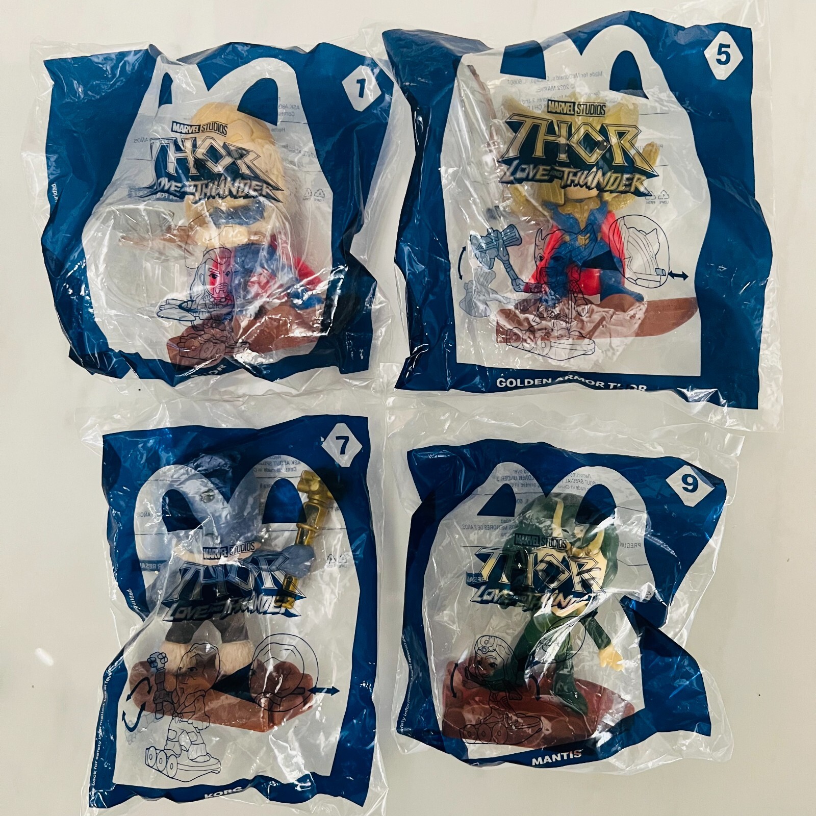 McDonald's Thor Love and Thunder Toys #1 #5 #7 #9 Happy Meal - Lot of 4