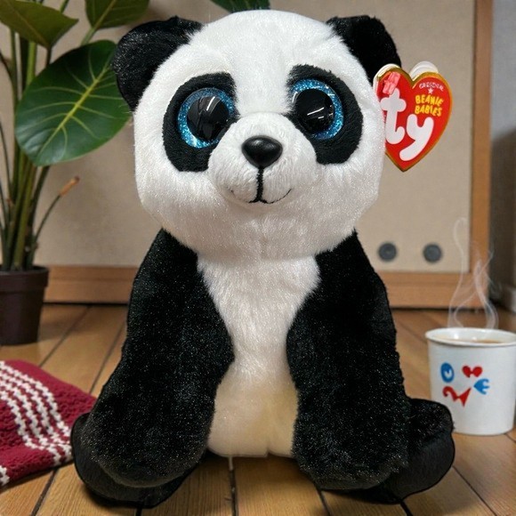 Ty Beanie Boos - "Ming" the Panda Blue Glitter Eyes 6" Plush NWT New