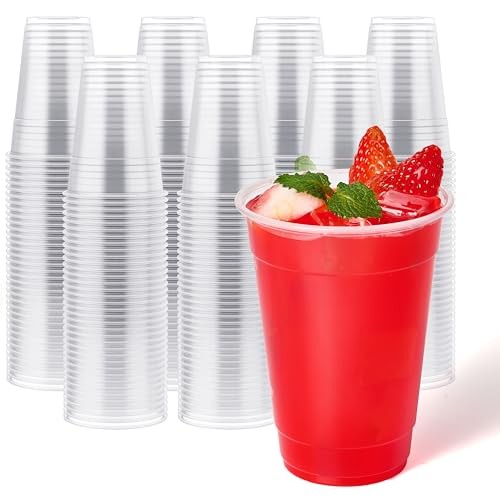  Pack 16 oz Clear Plastic Cups,Disposable Cups Drinking Cups for Ice 16 OZ 390