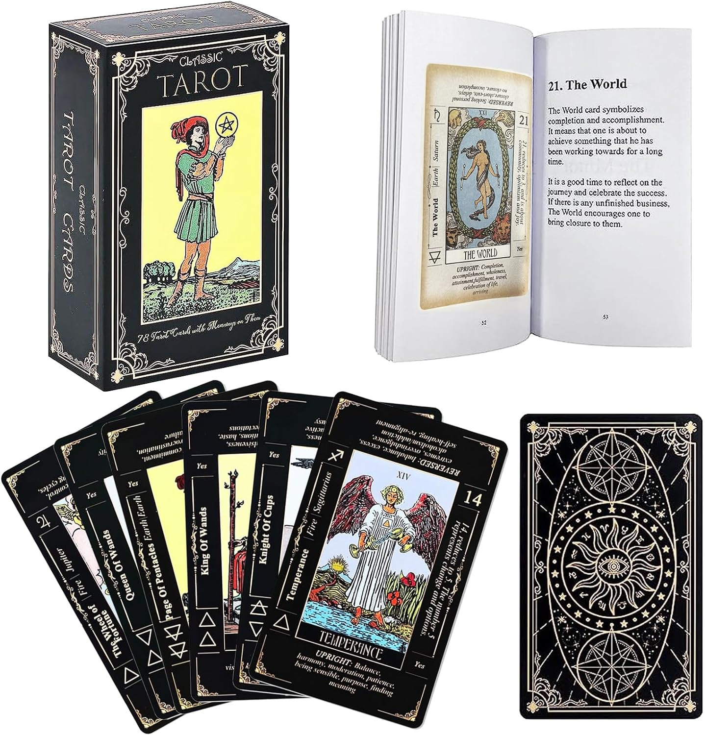 Tarot Cards Set, Tarot Cards for Beginners with Meanings on Them