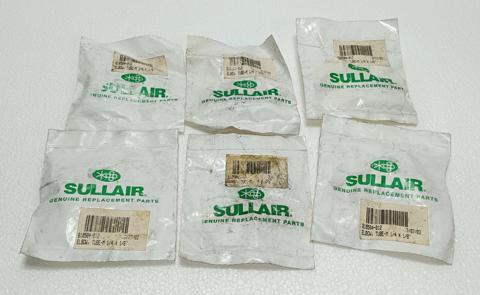SULLAIR 810504-012 ELBOW TUBE-M 1/4 X 1/8 MALE NPT COMPRESSION FITTING - 6PCS