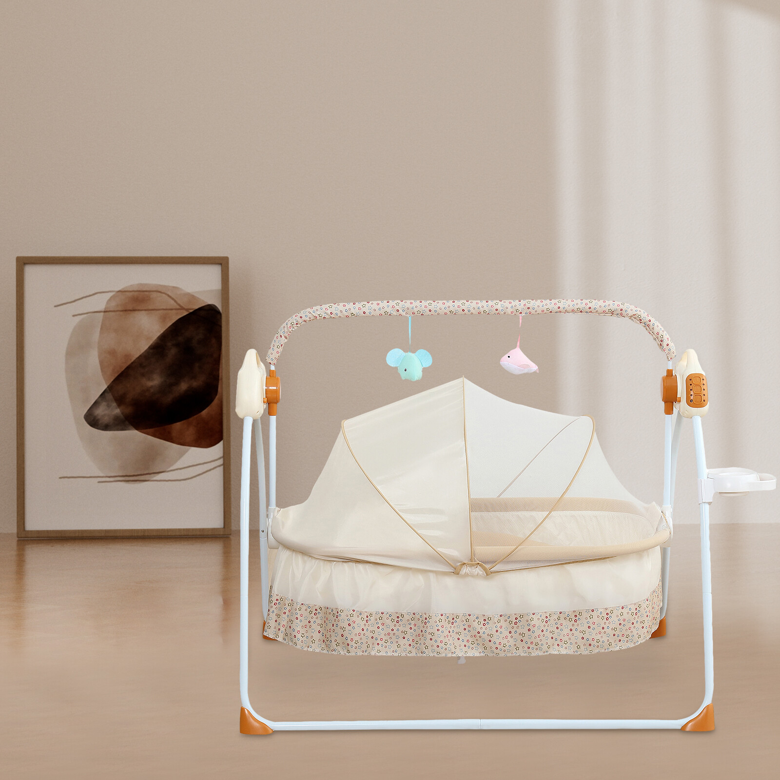 Portable Electric Bluetooth Baby Swing Cradle Bassinet Rocking Crib Infant Bed