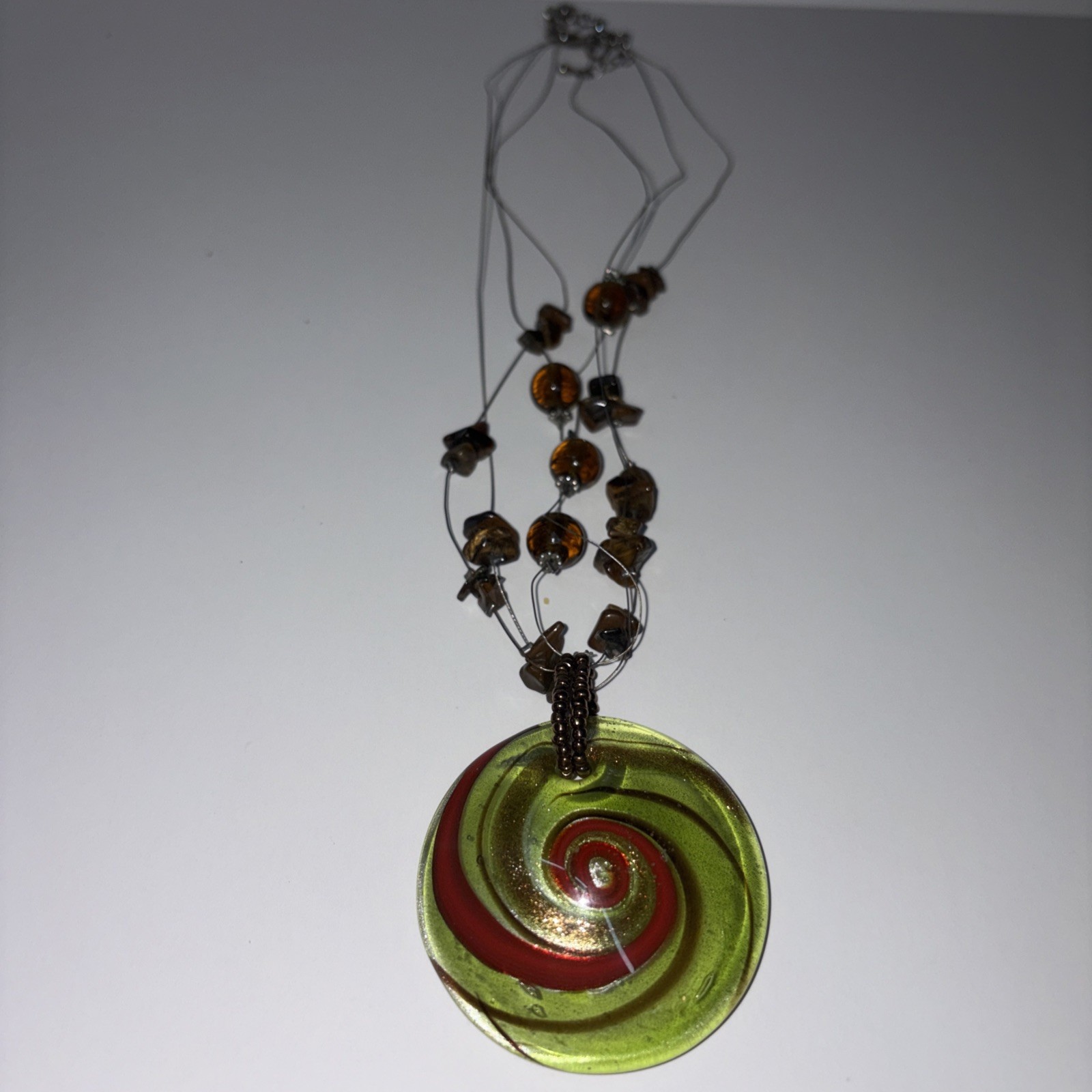 Dichroic Glass Pendant Multicolored Necklace Handmade Jewelry