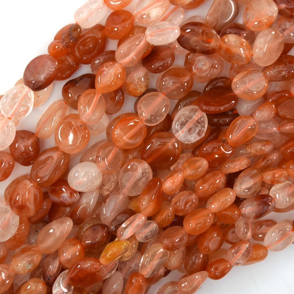 Natural Red Orange Swazi African Agate Pebble Nugget Beads 15.5" 6-8mm 8-10mm
