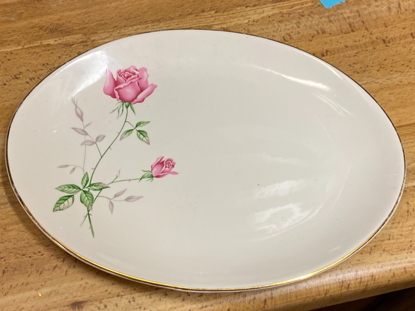 VINTAGE SCIO DORSET "PINK ROSE STEM" Serving Platter 12"