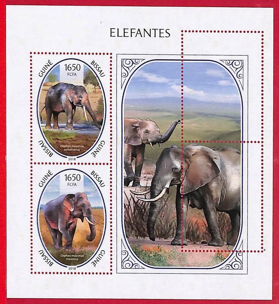 A5288 - GUINE-BISSAU - ERROR MISPERF Stamp Sheet - 2018 - Elephants