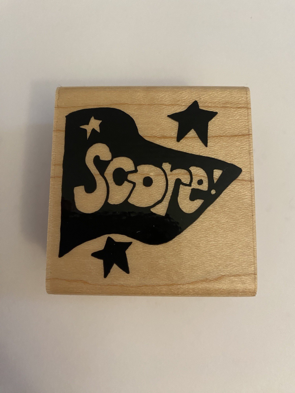 JRL Design Score! Wood Mounted Rubber Stamp EUC RS92