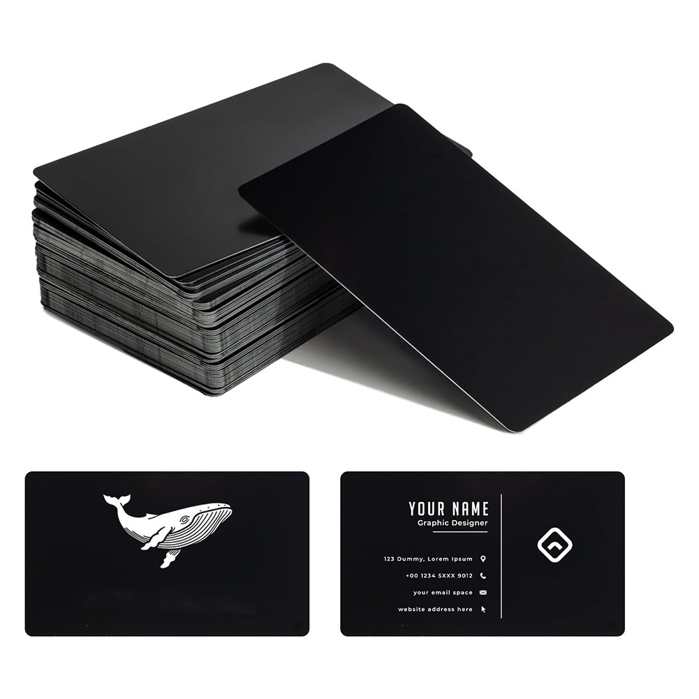 50 Pcs Matte Black Metal Business Card Blanks for  Engraving, Premium 01177