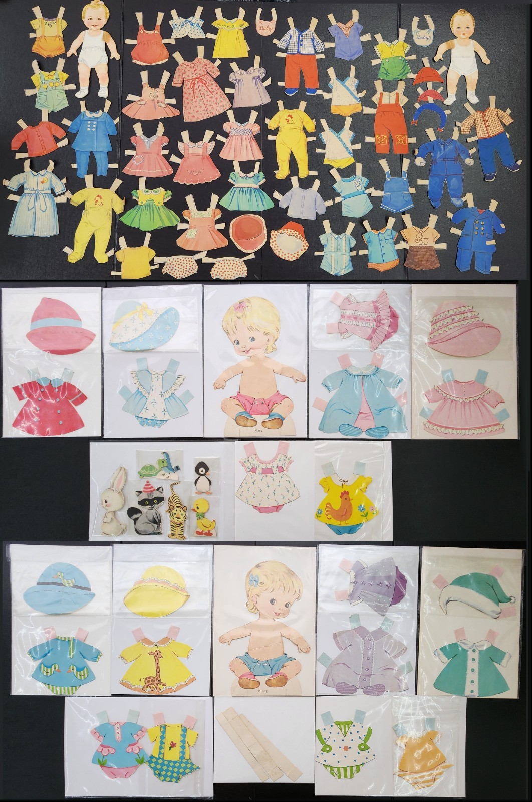 Whitman Baby-Go-Along Mindy Mary Brother Sister Paper Dolls Vintage 50s/60s LOT