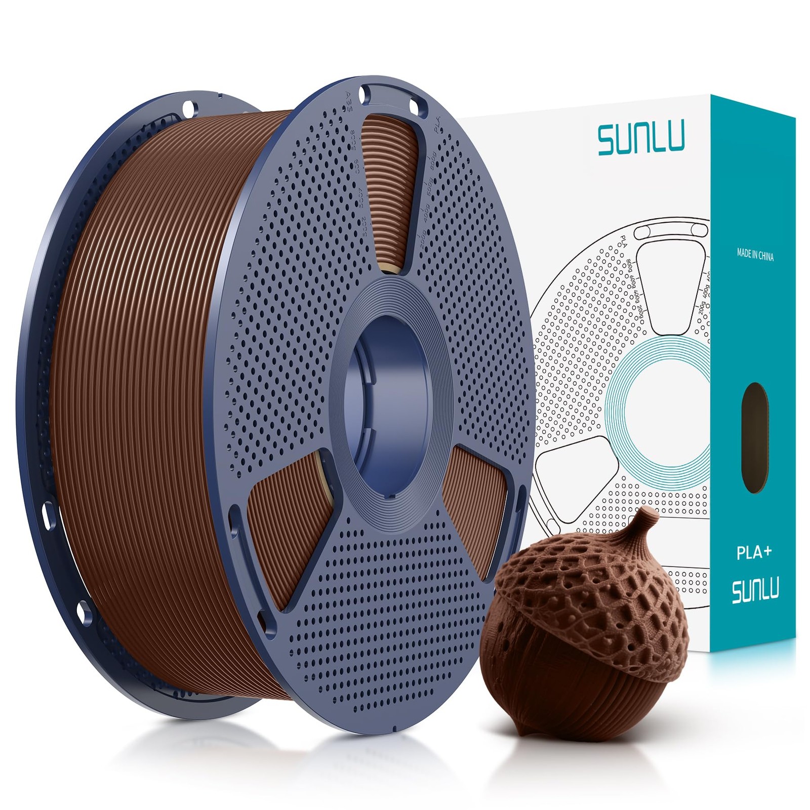 3D Printer Filament PLA Plus 1.75mm 1 kg Coffee Brown SUNLU Neatly Wound maker