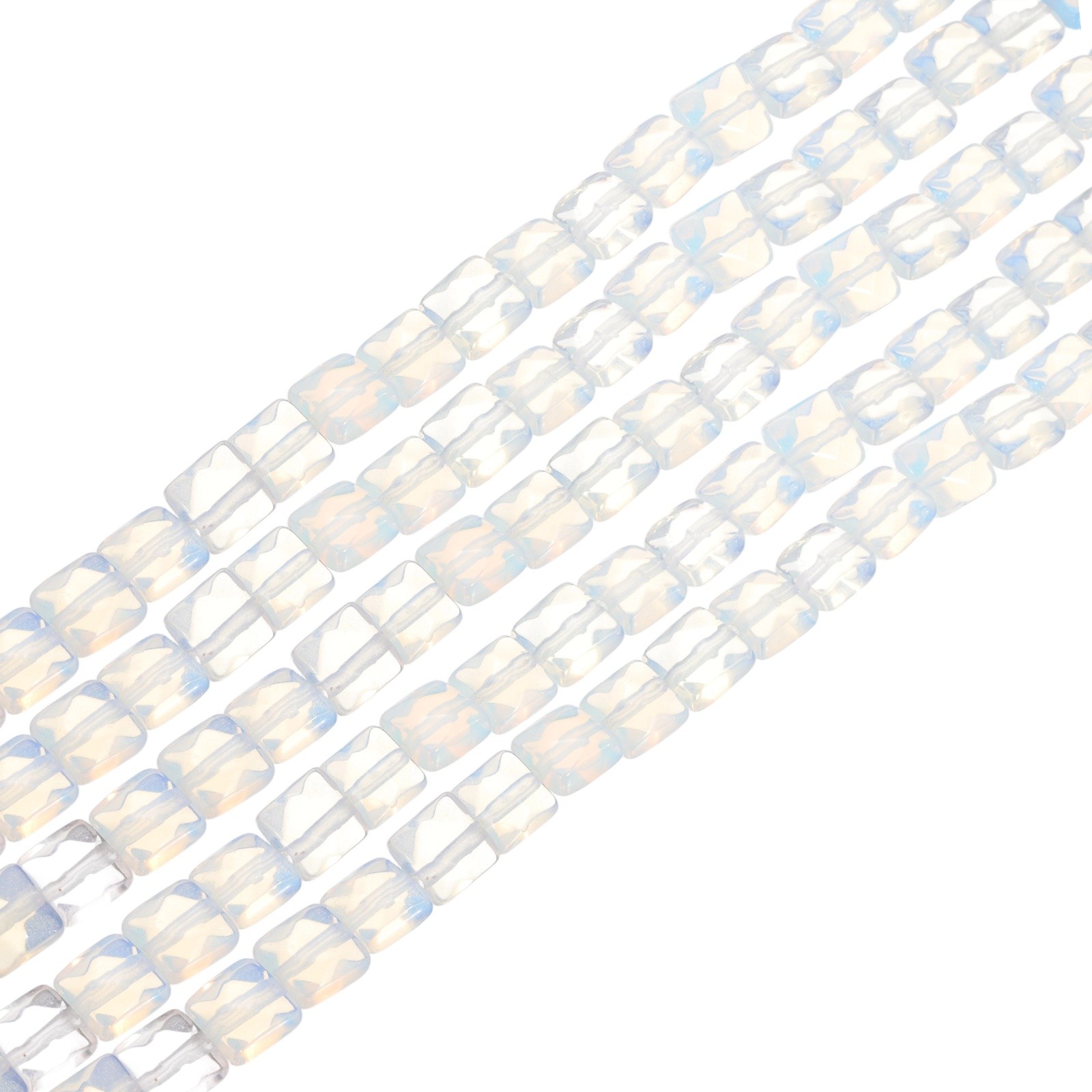 50 Pack Natural Stone Beads, 8mm Opal Stones, Clear White