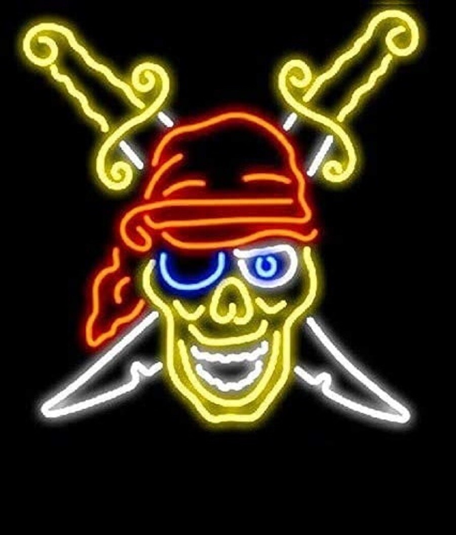 Pirate Tattoo Neon Sign Light Lamp Visual Beer Bar Glass Decor Artwork 24"x20"