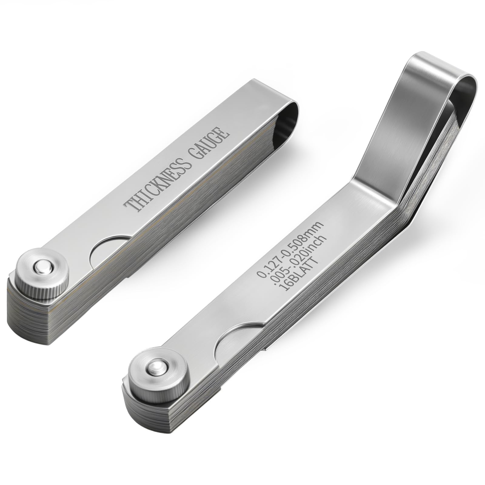 Maclia 2PCS Feeler Gauges Set - Straight & Angled Gauges, Silver 