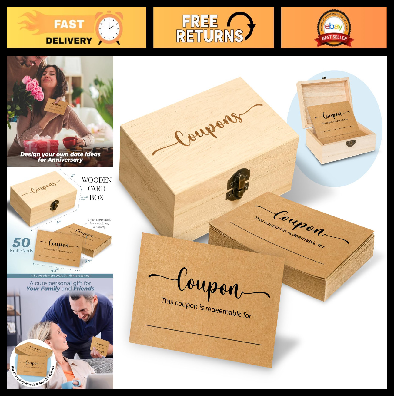 50 Blank Love Coupon Cards - Customizable Gift Vouchers for Him & Her, Valentine