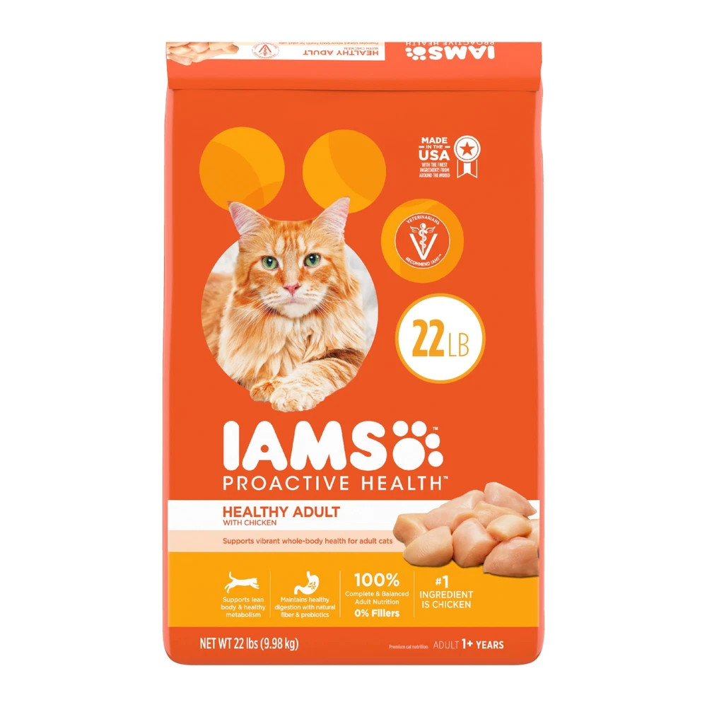 IAMS Proactive Health 22 lb Chicken Dry Cat Food Complete Nutrition Adult C
