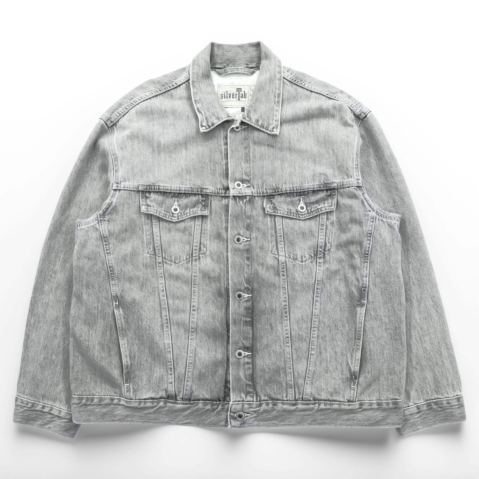Levi's SilverTab Denim Jacket XL Gray Faded Black Trucker Jacket Loose Fit