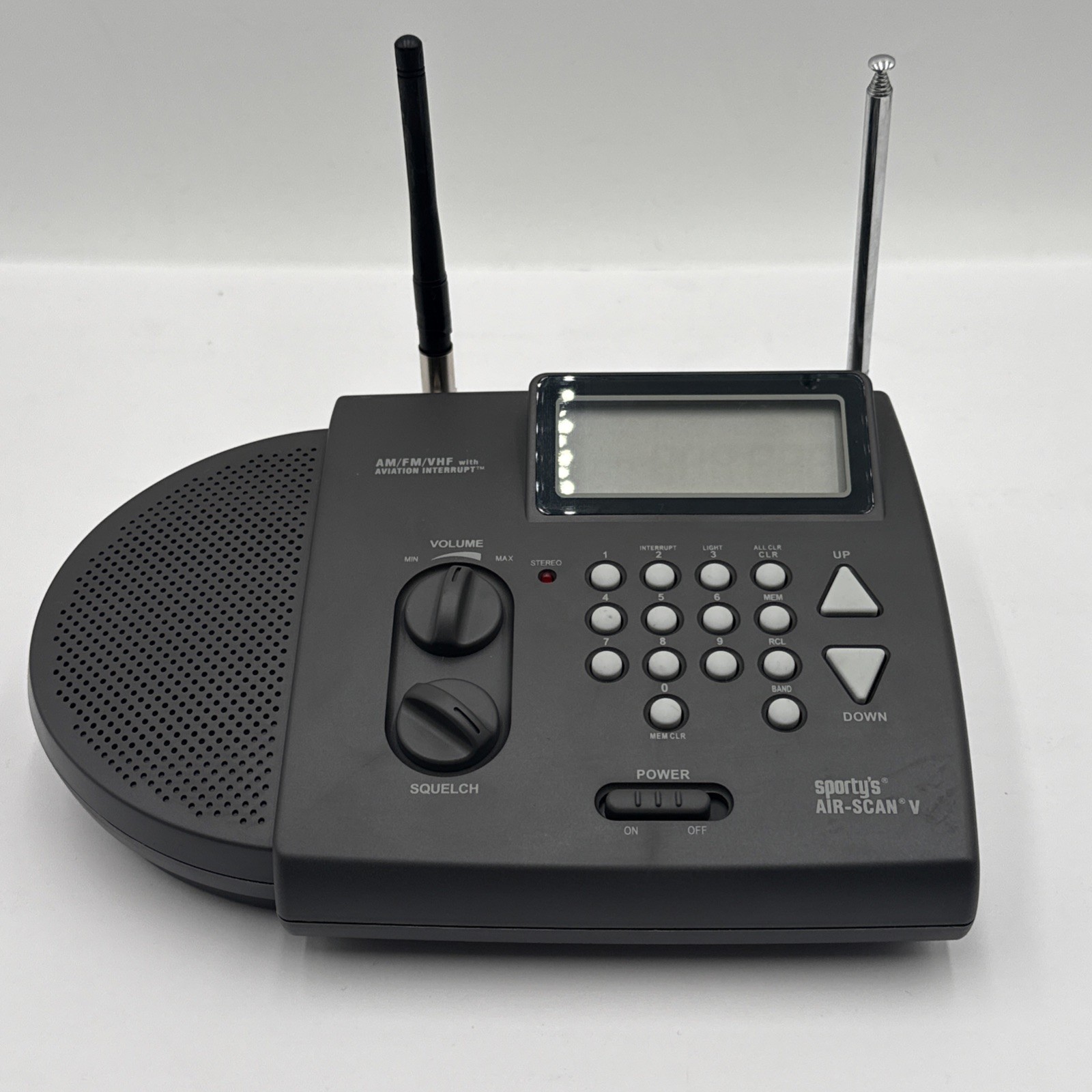 Sporty's Air Scan-V Model SP-127 AM/FM/VHF Air Band Aviation Interrupt Radio