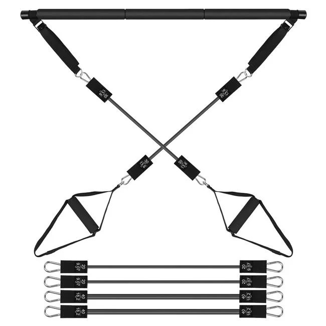 Fresh Fab Finds FFF-180LBS-GPCT4553 Pilates Bar Kit with 180 lbs Resistance B...