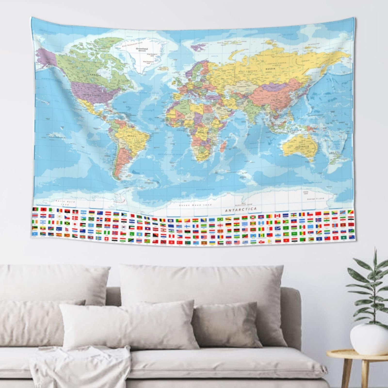 MOUNDHONG World Map Flag Tapestry Wall Hanging, Art Tapestry Retro Wall Art L...