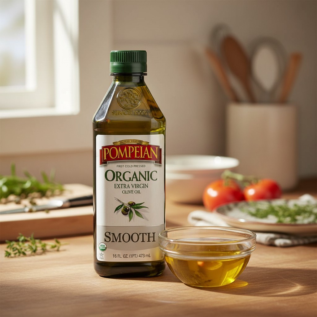 Pompeian USDA Organic Smooth Extra Virgin Olive Oil, 16 Fl Oz, Cold Pressed