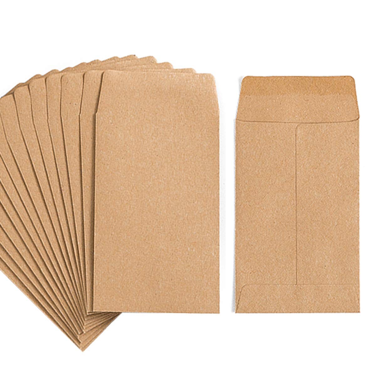 100 Pack Small Coin Envelopes 2.25 inches x 3.5 inches, Light Brown 