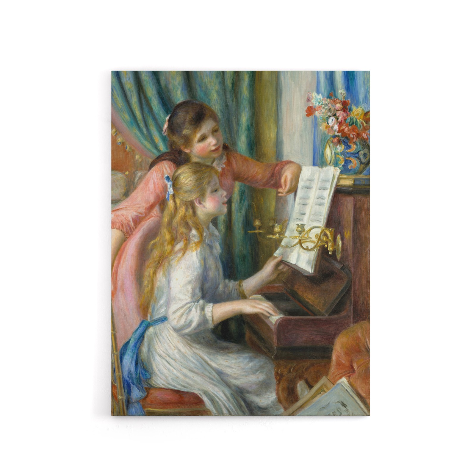Two Young Girls at the Piano Renoir Vintage Canvas Wall Art