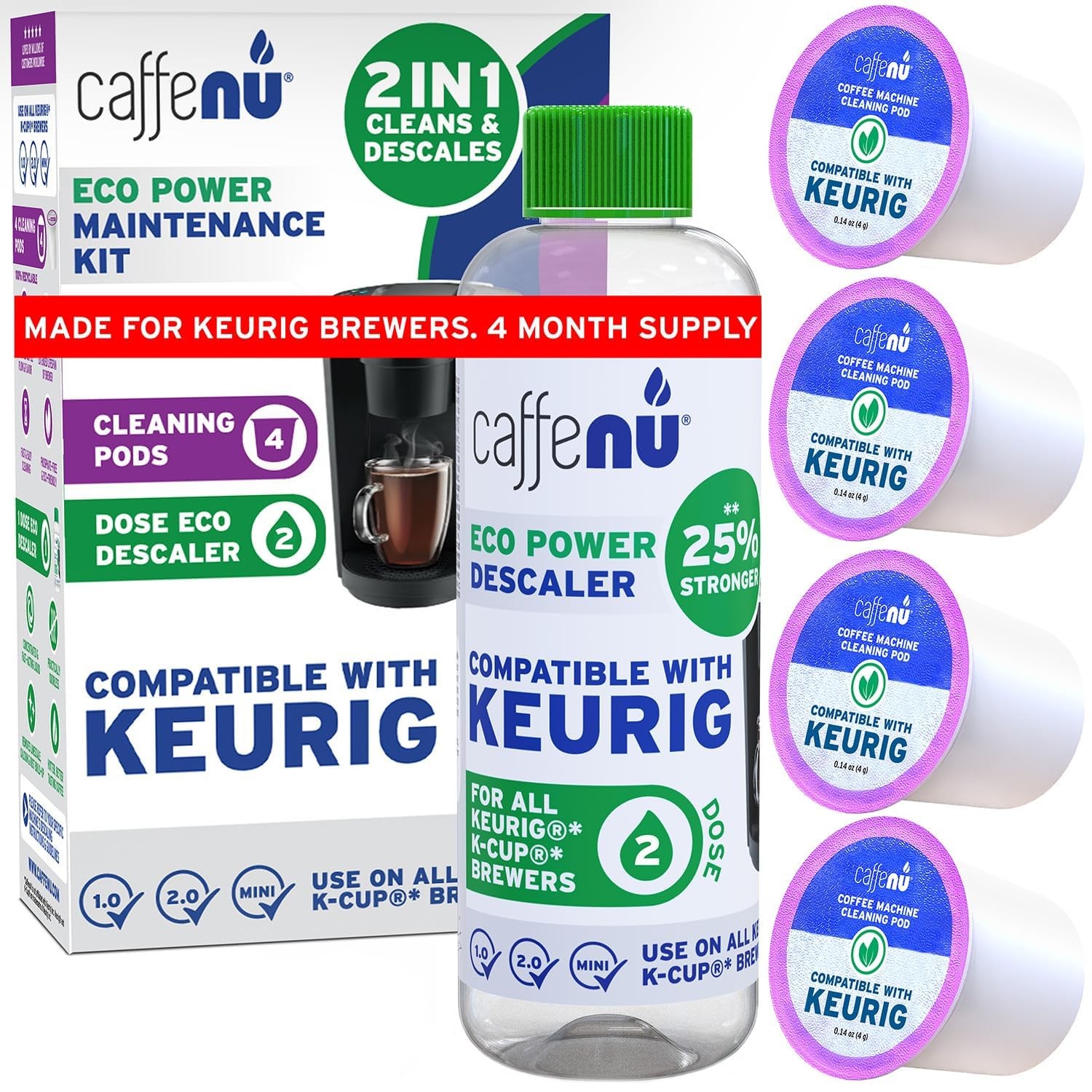 Keurig Compatible Descaling Solution and Keurig Cleaner Pods. Removes Limesca...