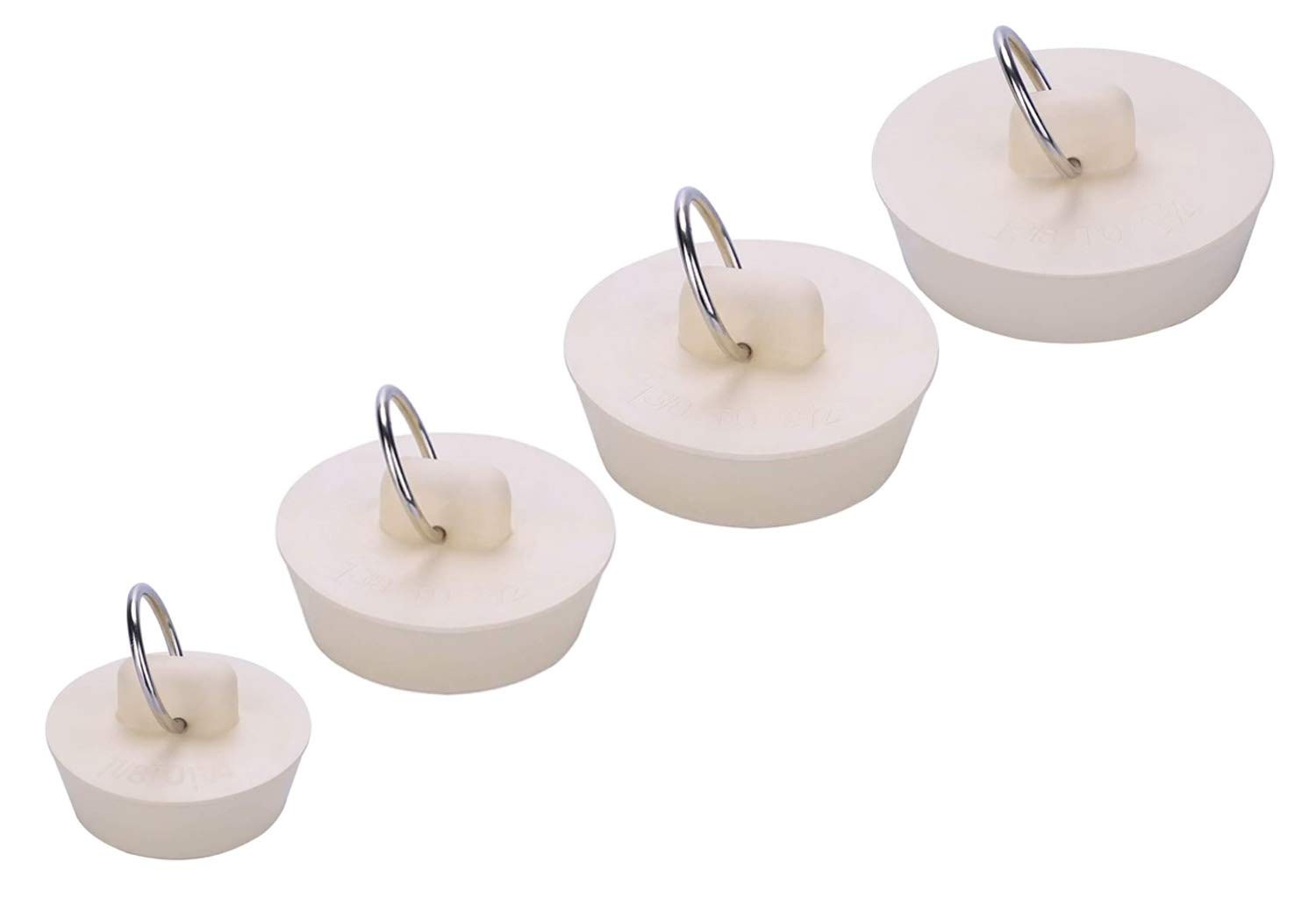 CICITOYWO Bath Tub Drain Stoppers, 4 Pieces Sink Bathtub Plug Rubber White 